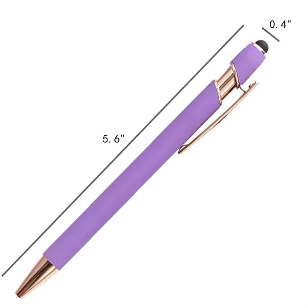 Aluminum Touch Stylus Ballpoint Pen with Rose Gold Trim