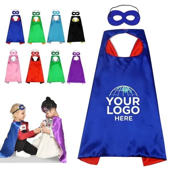 Double Layers Kid Superhero Cape with Eye Mask