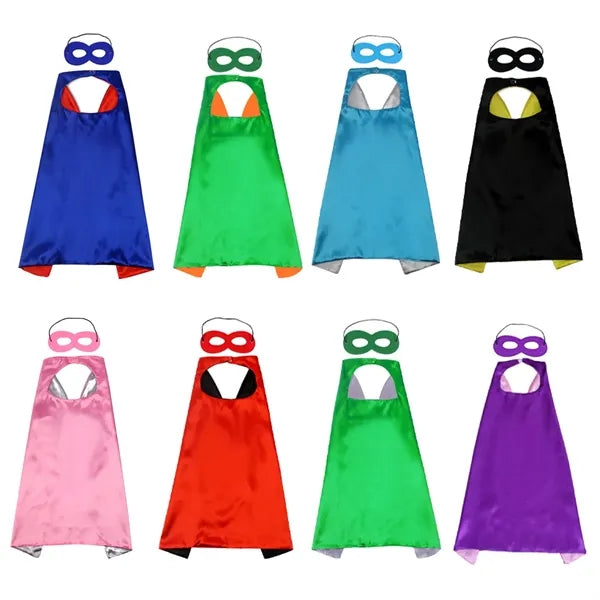 Double Layers Kid Superhero Cape with Eye Mask