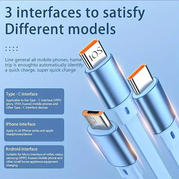 Multi 3-in-1 Retractable 100W Fast Charging Cable