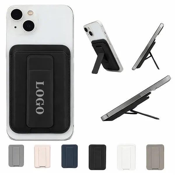 2 In 1 Slim Magnetic Leather Card Holder & Phone Stand