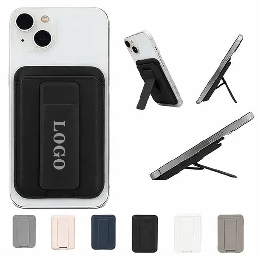 2 In 1 Slim Magnetic Leather Card Holder & Phone Stand