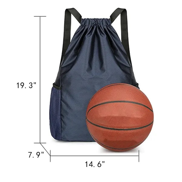 Large Water-Resistant Basketball Drawstring Backpack