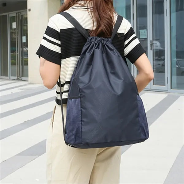 Large Water-Resistant Basketball Drawstring Backpack