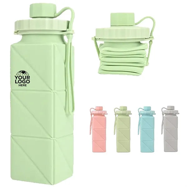 17 Oz. Collapsible Square Silicone Water Bottle