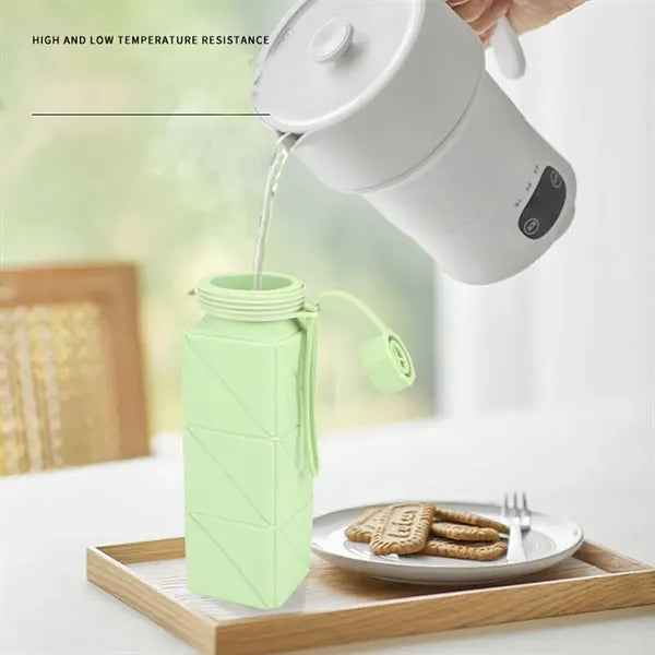 17 Oz. Collapsible Square Silicone Water Bottle