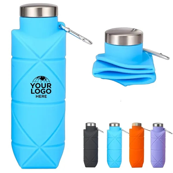 17 Oz. Rhombus-Shaped Collapsible Silicone Water Bottle