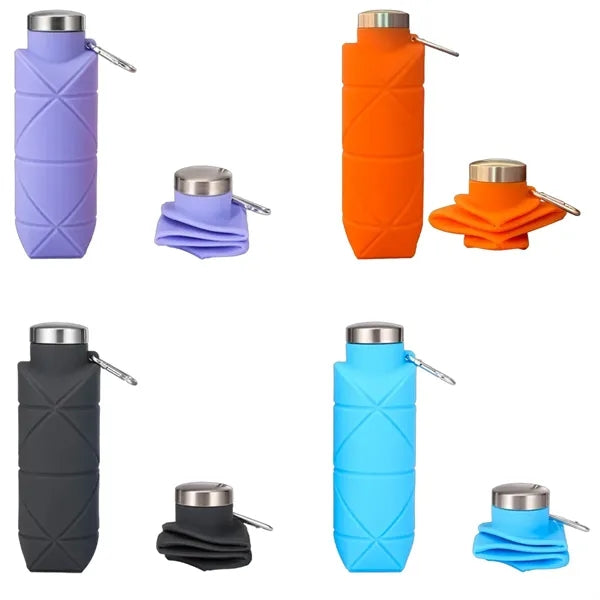 17 Oz. Rhombus-Shaped Collapsible Silicone Water Bottle