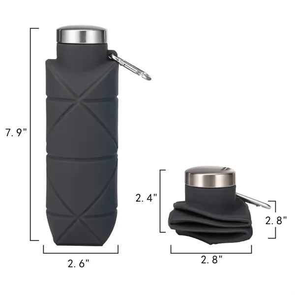 17 Oz. Rhombus-Shaped Collapsible Silicone Water Bottle