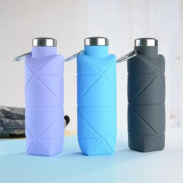 17 Oz. Rhombus-Shaped Collapsible Silicone Water Bottle