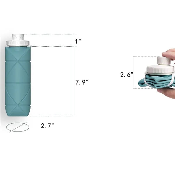 20 Oz. Collapsible Leakproof Silicone Water Bottle