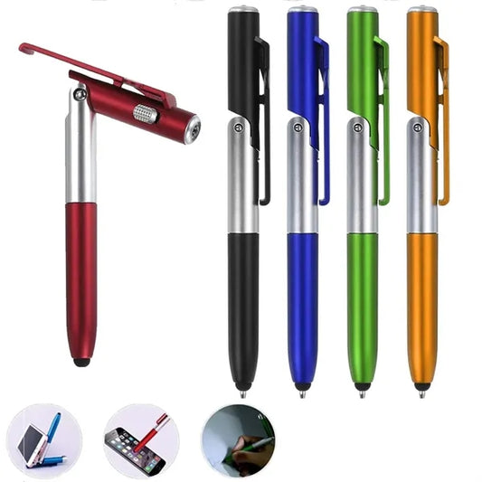 4-in-1 Stylus Ballpoint Pen with LED Light and Phone Stand