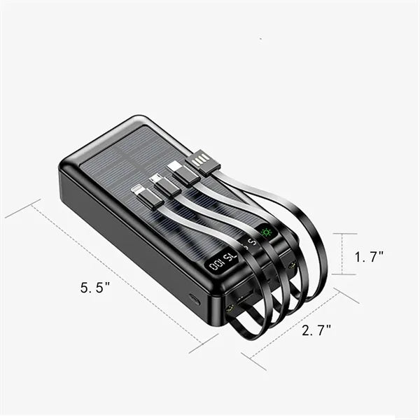 20,000mAh Solar Charging Power Bank with Built-in LED Light