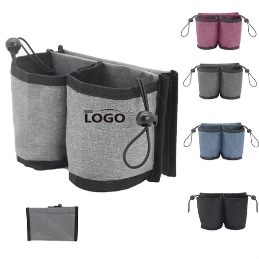 Dual-Pocket Travel Luggage Cup Holder Sleeve
