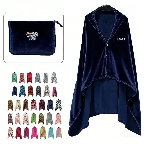 Coral Fleece Wearable Blanket w/ Pouch