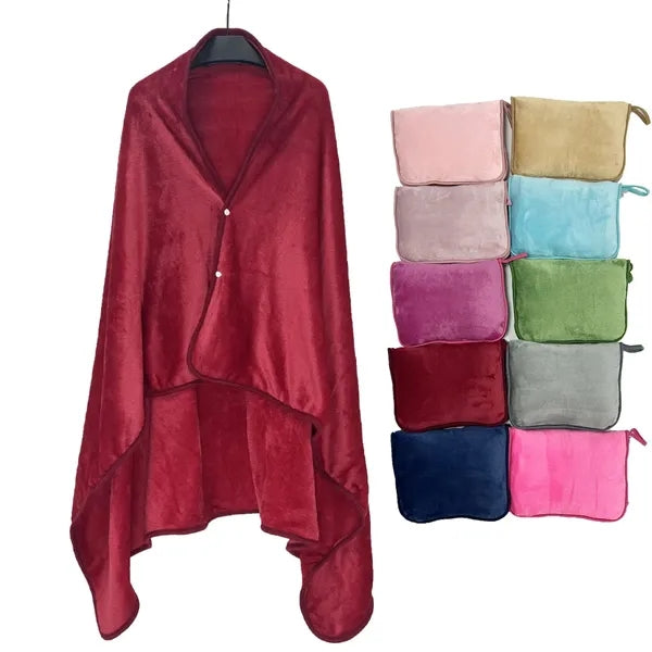 Coral Fleece Wearable Blanket w/ Pouch