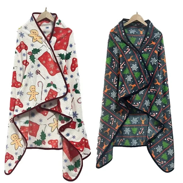 Coral Fleece Wearable Blanket w/ Pouch
