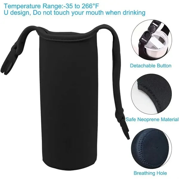 Water Bottle Carrier with Shoulder Strap Neoprene Sleeve