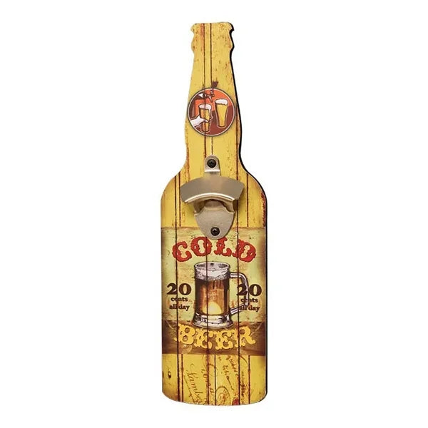 Wall-Mounted Bottle Opener on Customizable Wooden Board