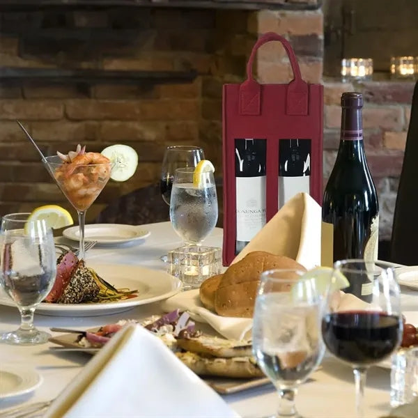 Felt Double Wine Bottle Carry Bag With Window
