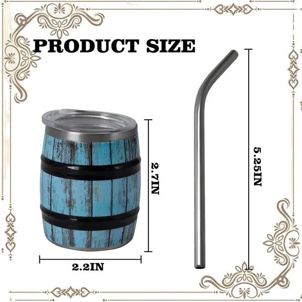 3oz Stainless Steel Wine Barrel Shaped Mini Shot Tumbler