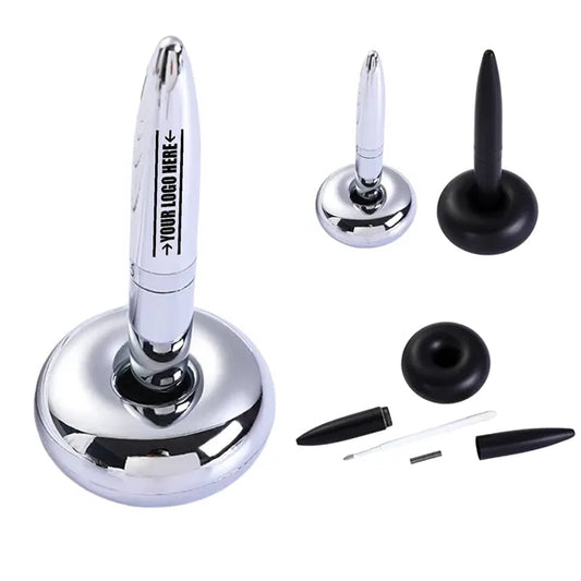 Floating Stand Black Silver Office Desktop Signature Pen