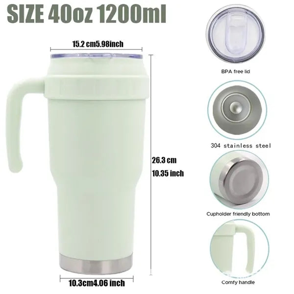 40oz Stainless Steel Vacuum Tumbler Water Bottle With Handle