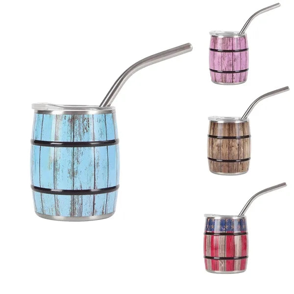 3oz Stainless Steel Wine Barrel Shaped Mini Shot Tumbler