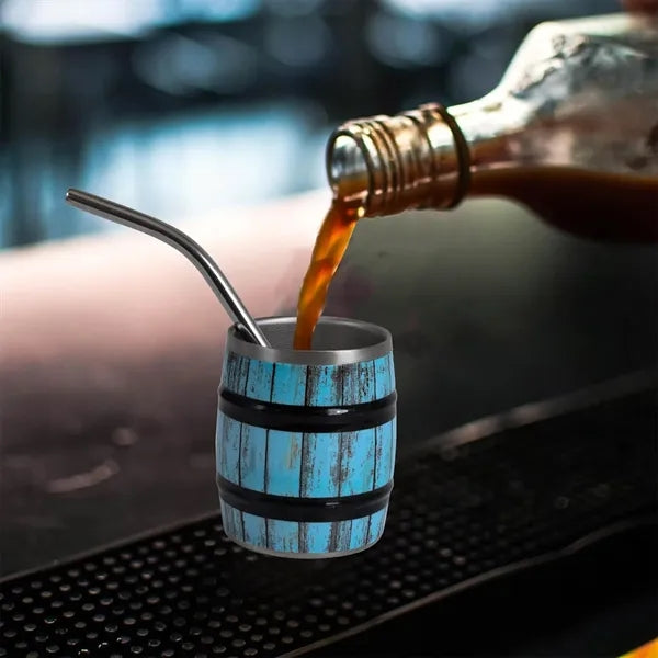 3oz Stainless Steel Wine Barrel Shaped Mini Shot Tumbler