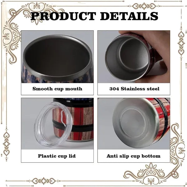 3oz Stainless Steel Wine Barrel Shaped Mini Shot Tumbler