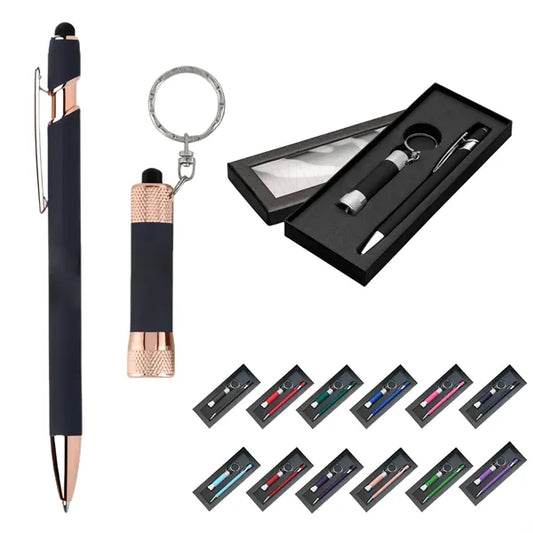 Soft Touch Pen And Flashlight Gift Set