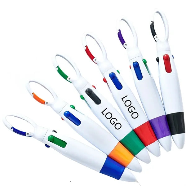 Four Color Ballpoint Pen With Buckle Clip