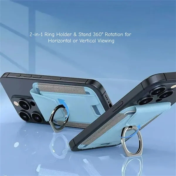 Strongest Magnetic Wallet Leather With Ring Stand