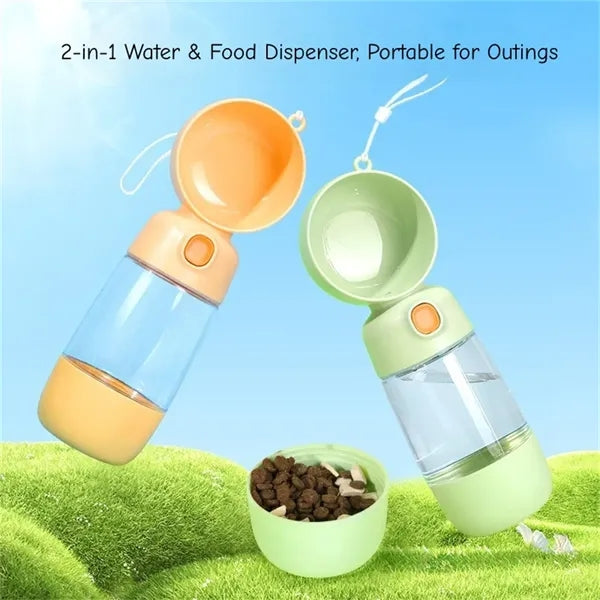 2-in-1 Pet Water Food Bottle Portable Leakproof