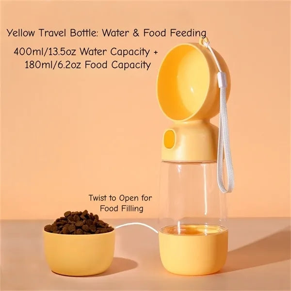2-in-1 Pet Water Food Bottle Portable Leakproof