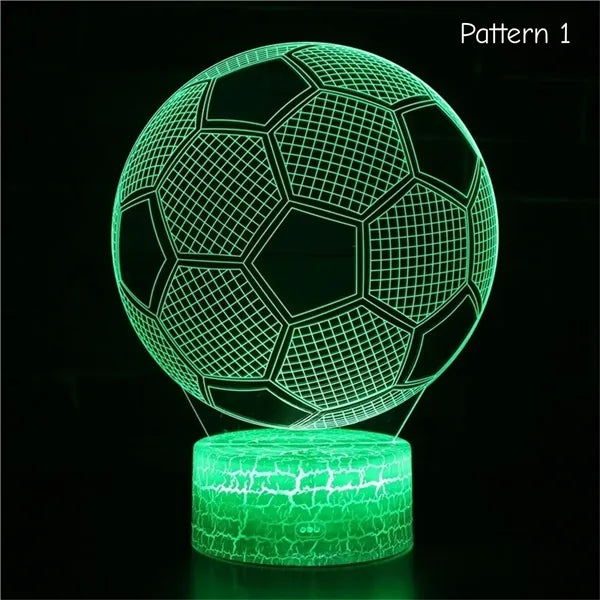 Multi-Pattern Soccer 3D LED Night Light 7 Color Touch