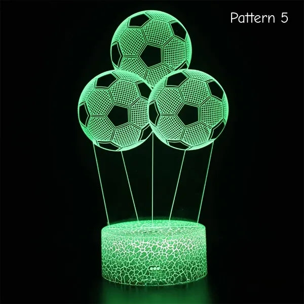 Multi-Pattern Soccer 3D LED Night Light 7 Color Touch