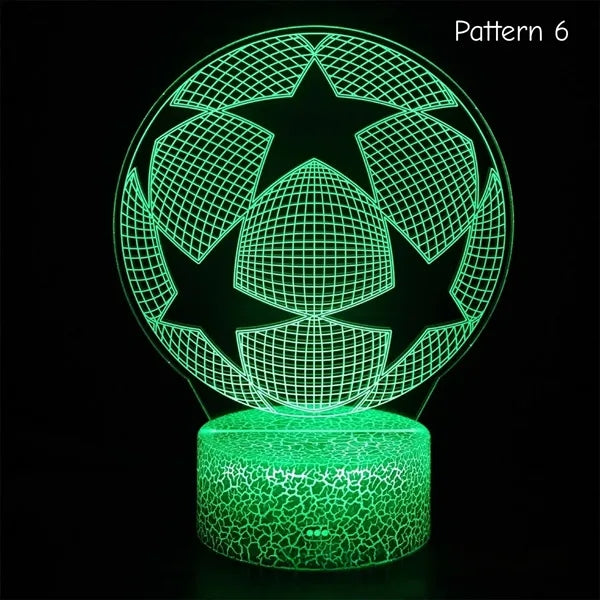 Multi-Pattern Soccer 3D LED Night Light 7 Color Touch