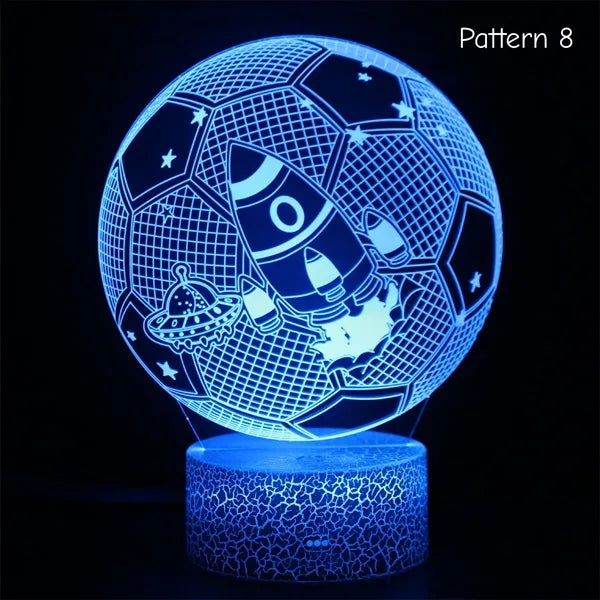 Multi-Pattern Soccer 3D LED Night Light 7 Color Touch