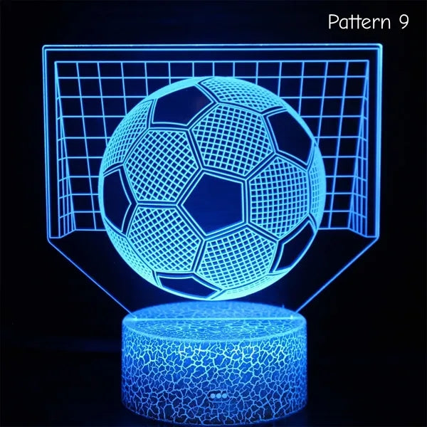 Multi-Pattern Soccer 3D LED Night Light 7 Color Touch