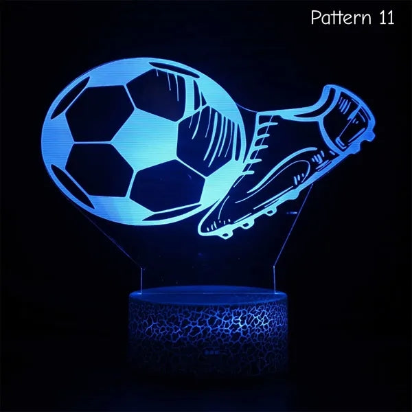 Multi-Pattern Soccer 3D LED Night Light 7 Color Touch