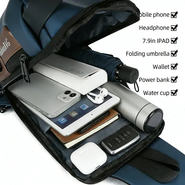 Men's Anti-Theft Chest Bag with USB Charging Port