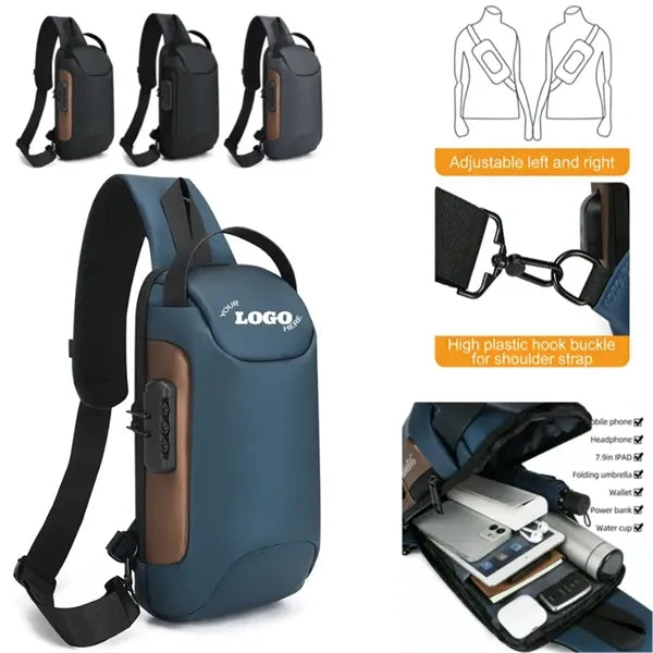 Men's Anti-Theft Chest Bag with USB Charging Port