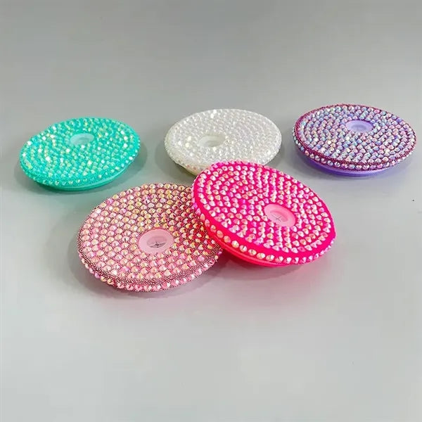 16oz Holographic Shimmer Glass Tumbler with Rhinestones Lid