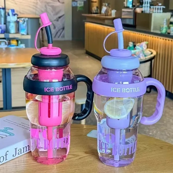 44oz Large Capacity Plastic Tumbler with Straw and Handle