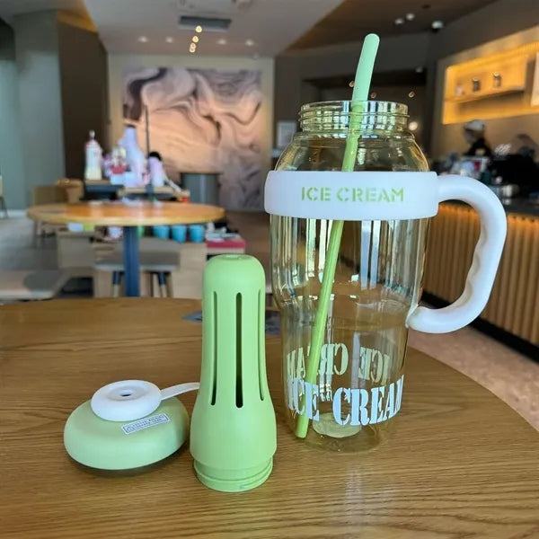 44oz Large Capacity Plastic Tumbler with Straw and Handle