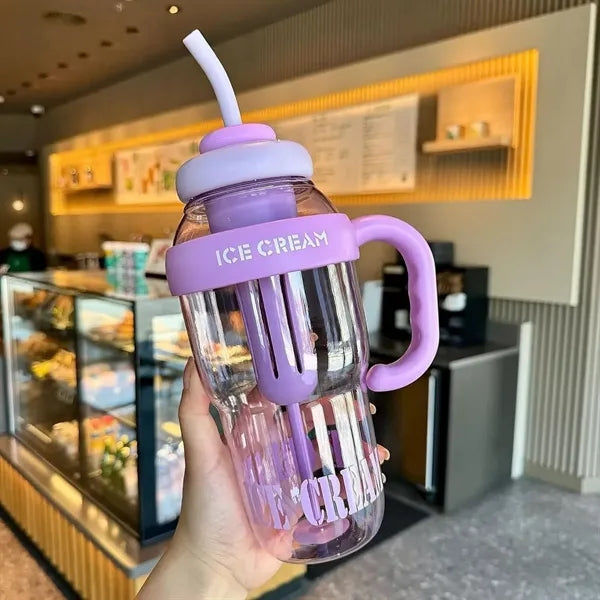44oz Large Capacity Plastic Tumbler with Straw and Handle