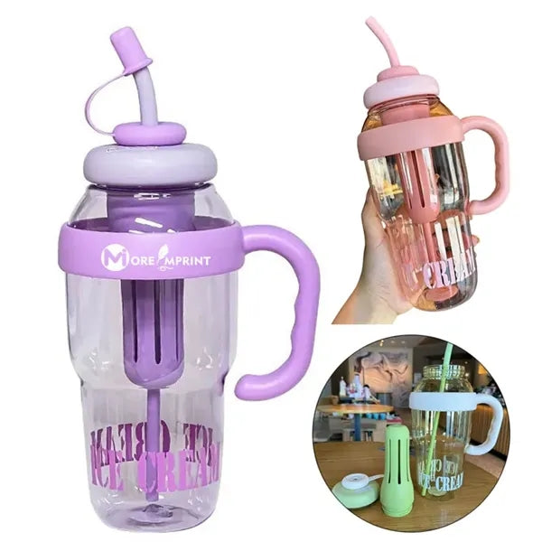 44oz Large Capacity Plastic Tumbler with Straw and Handle
