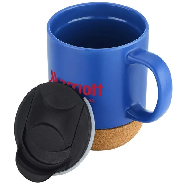 12oz. Cork Bottom Ceramic Mug with Plastic Lid