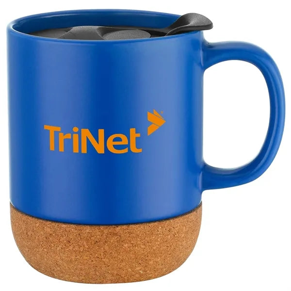 12oz. Cork Bottom Ceramic Mug with Plastic Lid